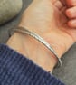 Interlocking silver bangle set, Hammered double bangle - Image 6
