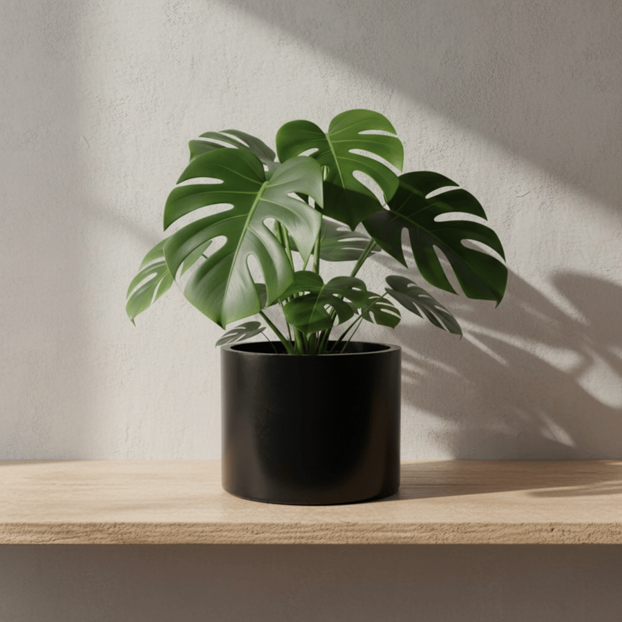 Large Black Plant Pot  - Minimalist Round Houseplant Pot Holder