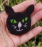 Black cat, Needle felt  brooch -  jewellery wool badge wool art  - Image 2