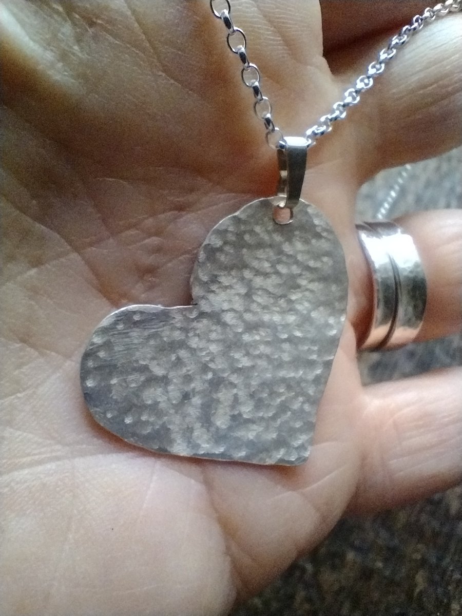 Handcrafted Silver Hammered Heart