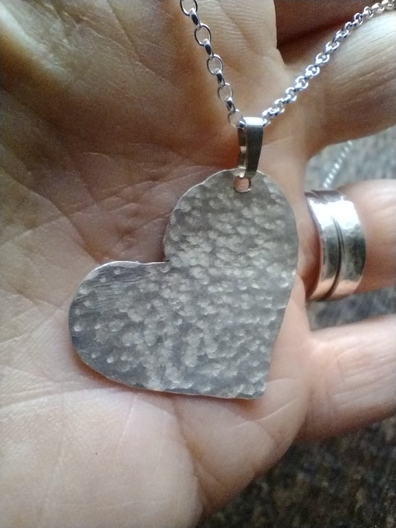 Handcrafted Silver Hammered Heart