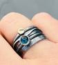 Blue Topaz Stack Ring, silver stack ring, oxidised stack ring, London blue Topaz - Image 7