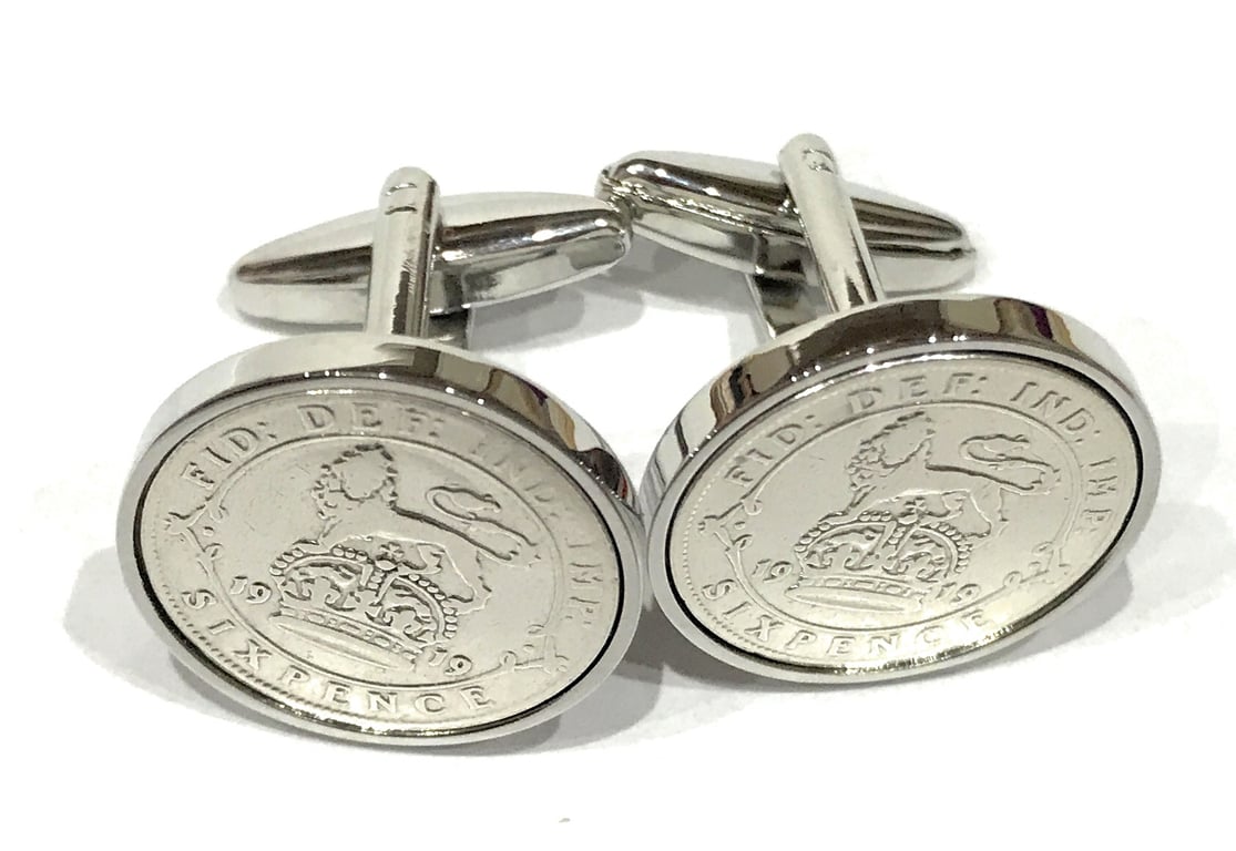 1926 Sixpence Cufflinks 99th birthday. Original sixpence coins Great gift from 