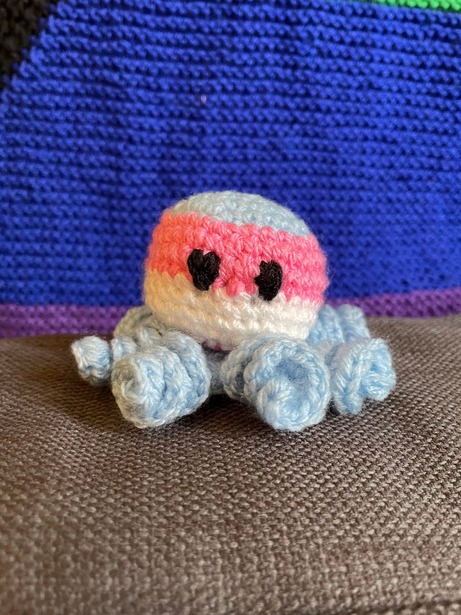 Crochet Trans Flag Octopus