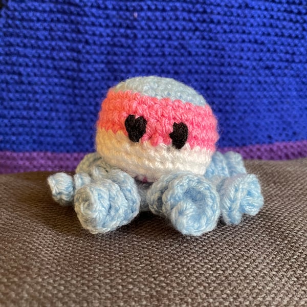 Crochet Trans Flag Octopus