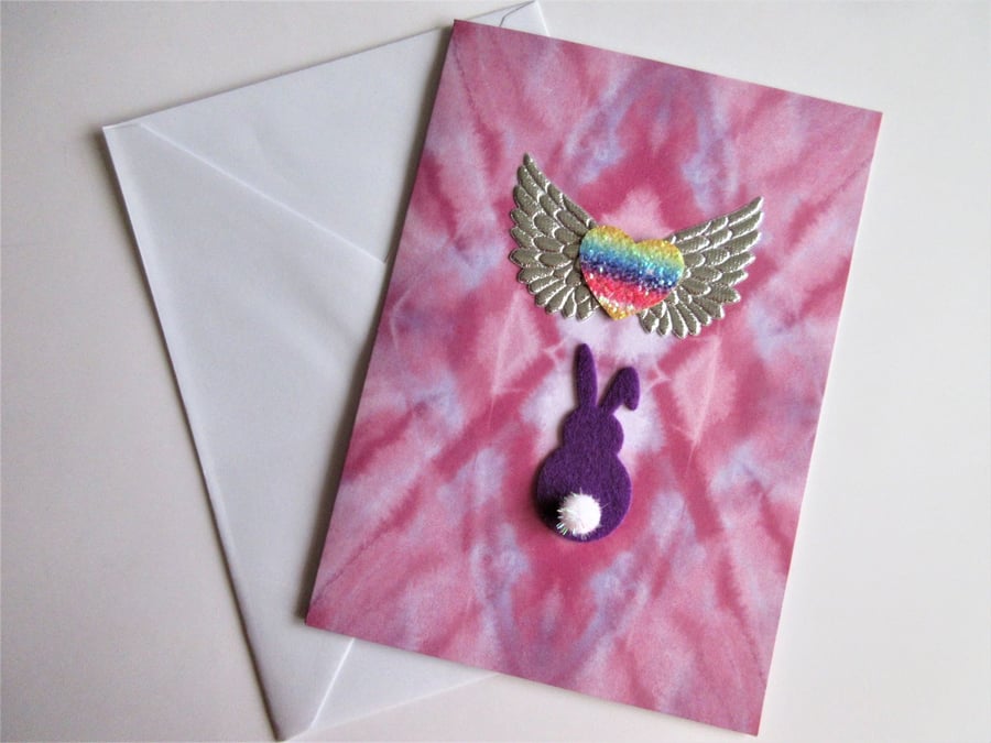 Rabbit Pet Loss Sympathy Condolences Greetings Card Bunny Rainbow Bridge