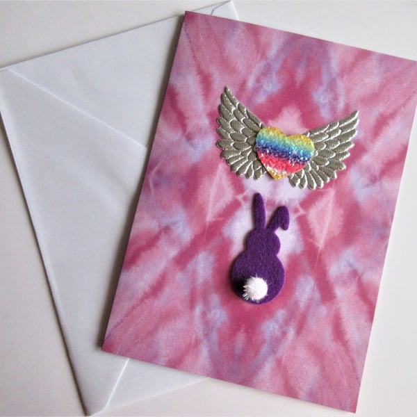 Rabbit Pet Loss Sympathy Condolences Greetings Card Bunny Rainbow Bridge
