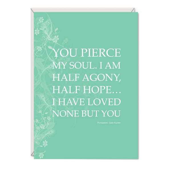 Persuasion Greetings Card Literary Gift - Jane Austen Word Art Card
