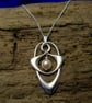 Silver and pearl Art Nouveau pendant, Sterling silver and pearl Celtic Necklace.