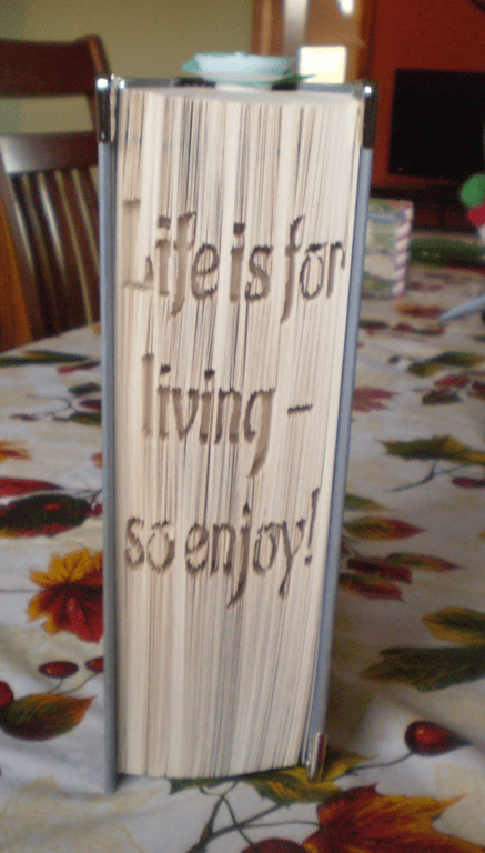 Life is for living - so enjoy! CUT & FOLD Book Folding Pattern - EMAILED PDF