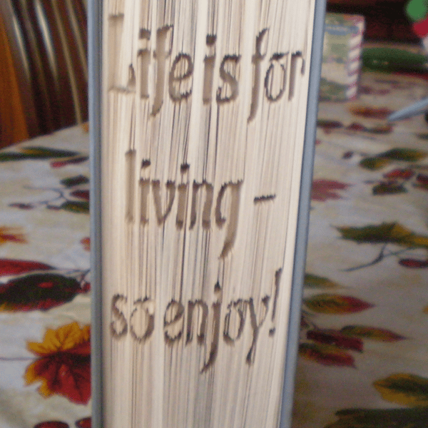 Life is for living - so enjoy! CUT & FOLD Book Folding Pattern - EMAILED PDF