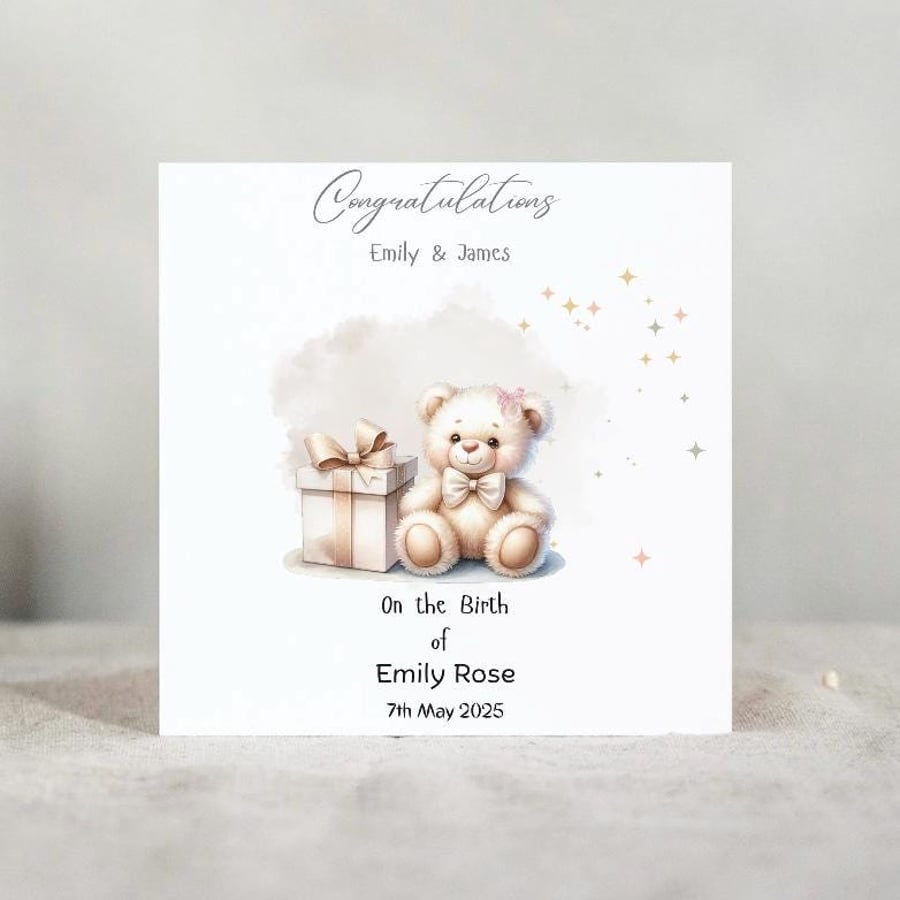 Baby Girl Teddybear Card
