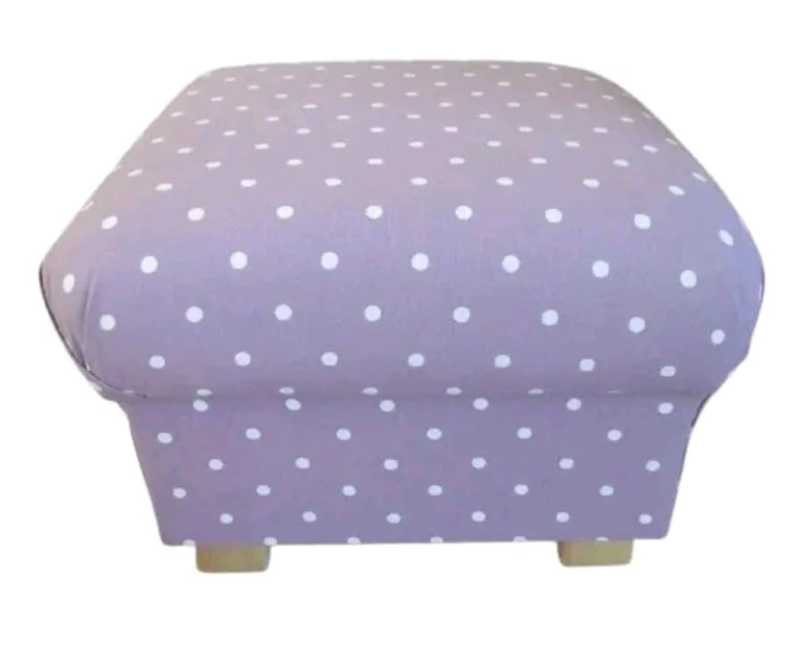 Storage Footstool Lilac Spot Dotty Fabric Mauve Pouffe Polka Dots Purple Ottoman