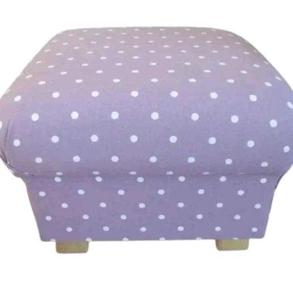 Storage Footstool Lilac Spot Dotty Fabric Mauve Pouffe Polka Dots Purple Ottoman