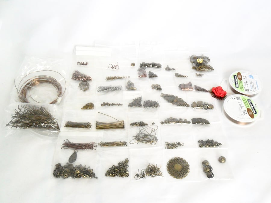 De-stash. Miscellaneous bronze-plated jewellery findings