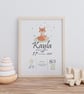 Personalised Fox Cub Birth Details Print Woodland Nursery Keepsake Newborn Gift - Image 3
