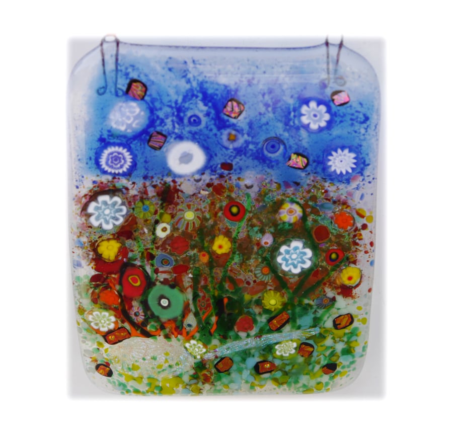 Flower Garden Picture Fused Glass 002