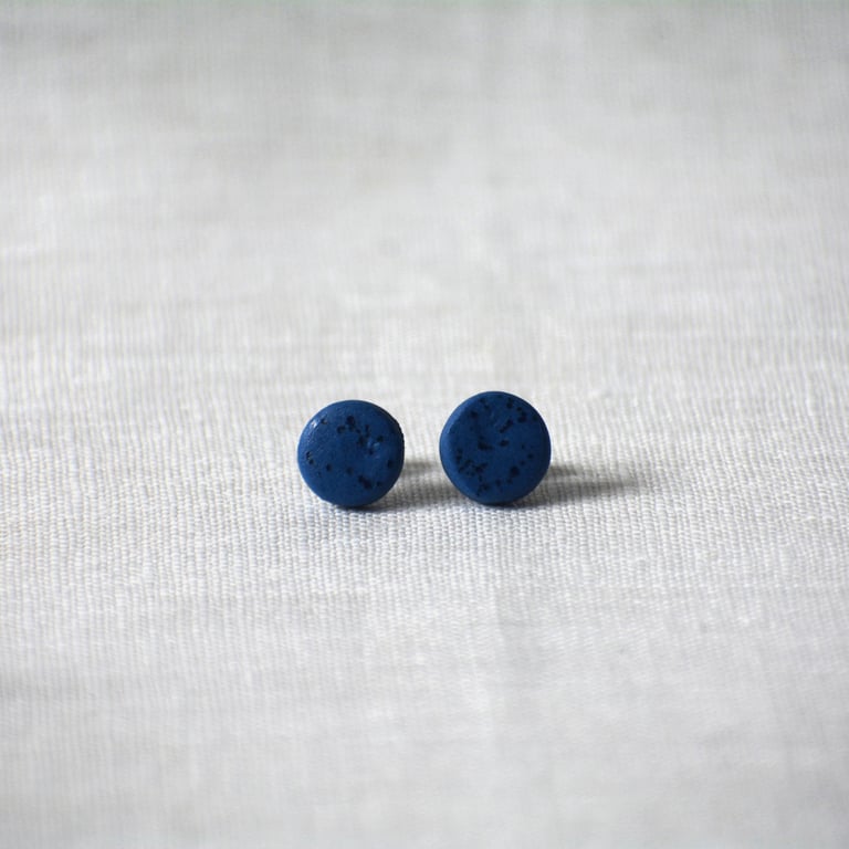Blue porcelain earrings with blue dot detail