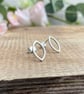 Silver Navette Stud Earrings - Image 3