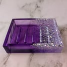 Handmade Resin Soap Dish – Lilac Sparkle