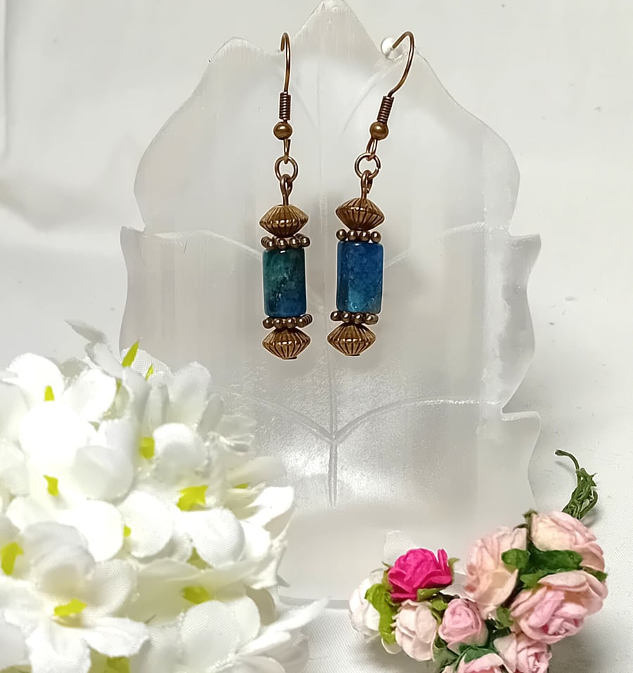 Apatite & Bronze Earrings