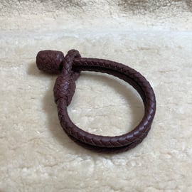 Double Herringbone Braid Bracelet in Brandy Kangaroo Leather