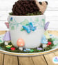 Crochet hedgehog in an espresso teacup. Hedgehog ornament. Hedgehog decoration. - Image 6
