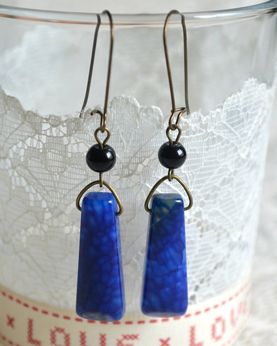Royal Blue Agate Earrings