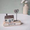 Little Wooden Handmade House and Base in a Bag - love 