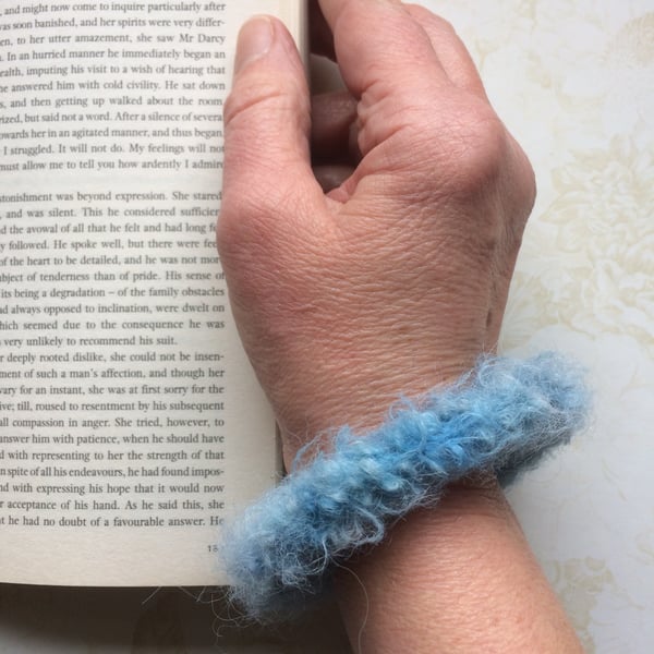 PURE ALPACA  felted bracelet , bangle. Hand-dyed.Blue ... ready to ship...