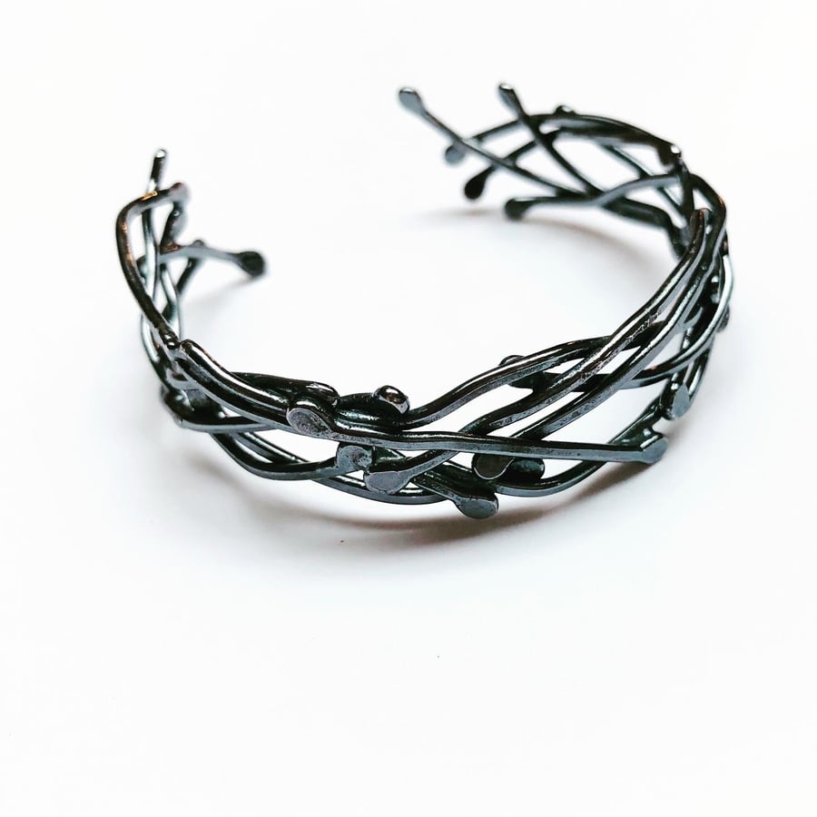 TWISTED VINES CUFF - completely unique - inspired by nature - oxidised Silver