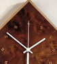 Handmade Diamond Wall Clock with burr walnut, sycamore and old ebony - Image 3