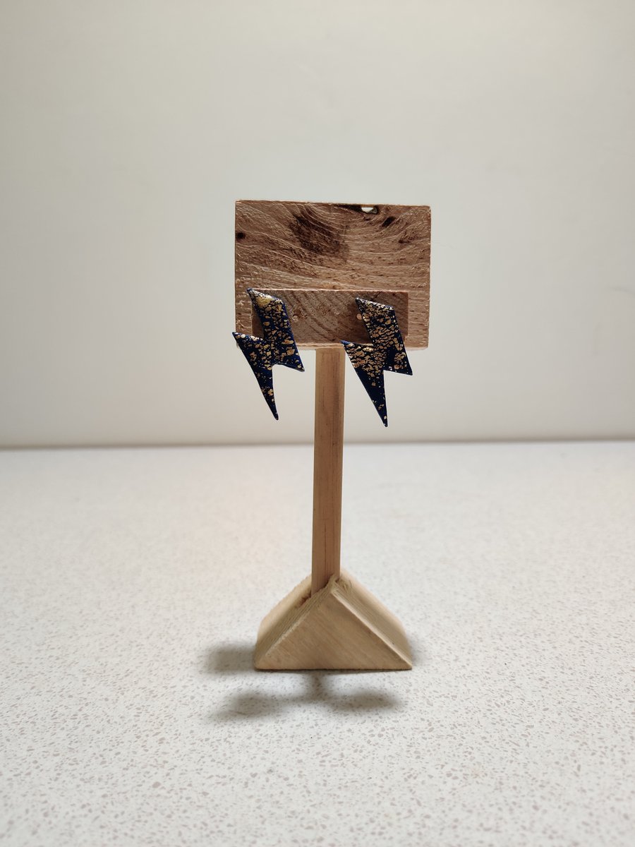 Sterling silver 925 blue gold lightening stud