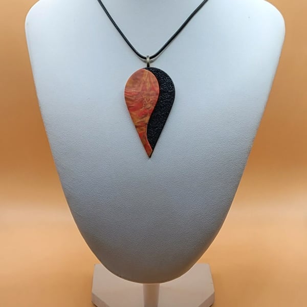 Polymer clay pendant - unique handmade necklace - teardrop costume jewellery