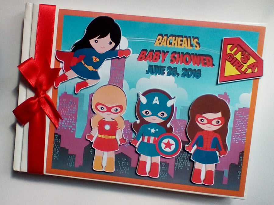 Personalised Girls superheroes birthday guest, girl superheroes party gift