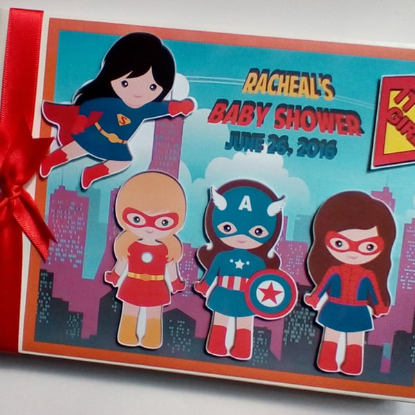 Personalised Girls superheroes birthday guest, girl superheroes party gift