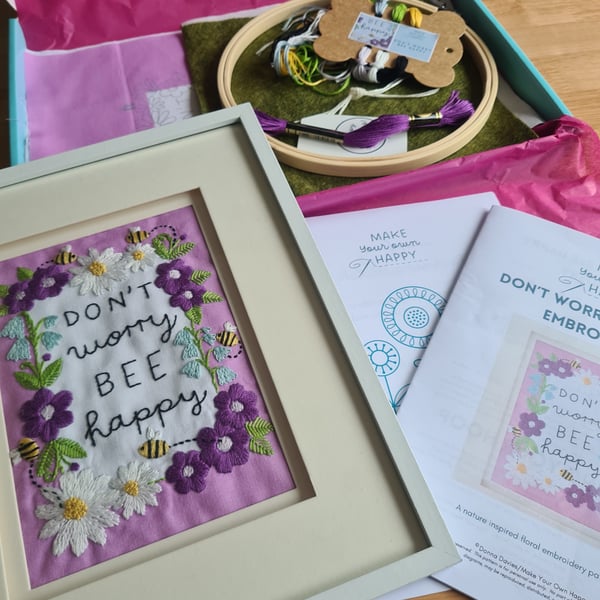 Don’t Worry Bee Happy Emboidery Kit