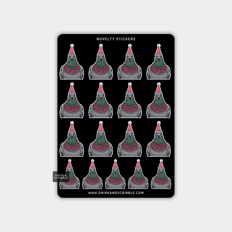 Funny Vinyl Sticker Sheet For Adults - Birthday Pigeon