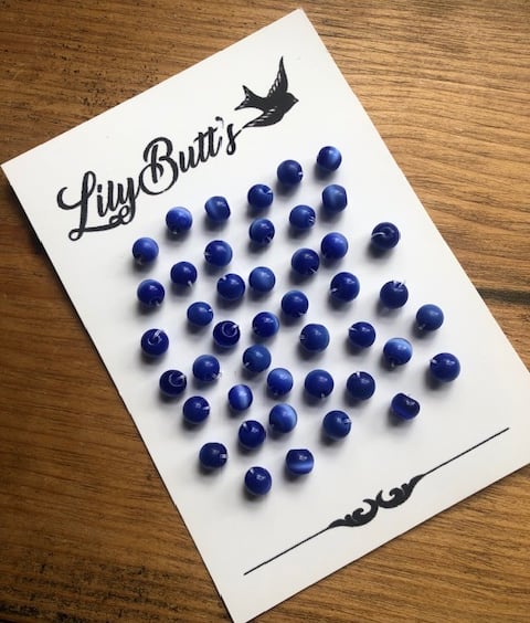 44 Vintage Electric Blue Glass Beads - 6mm