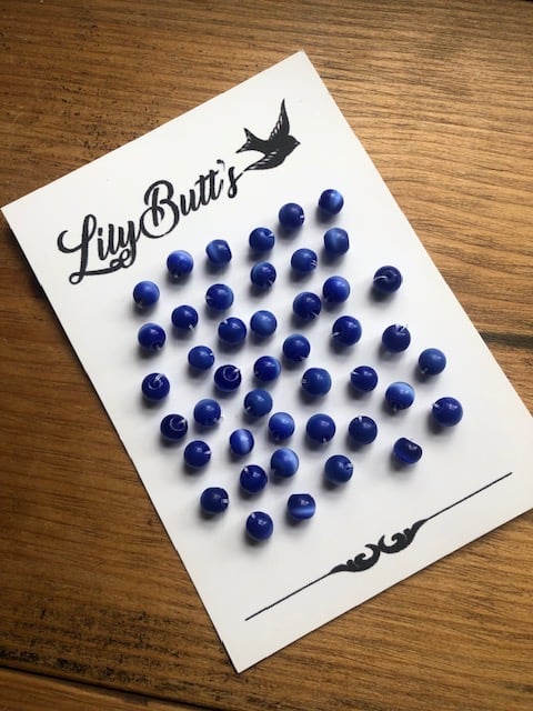 44 Vintage Electric Blue Glass Beads - 6mm