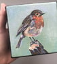 'Robin', Original Acrylic Painting, Shelf Art, Special Gift, Christmas Gift.