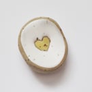 Handmade Pocket Stone - White Matte with Yellow Heart