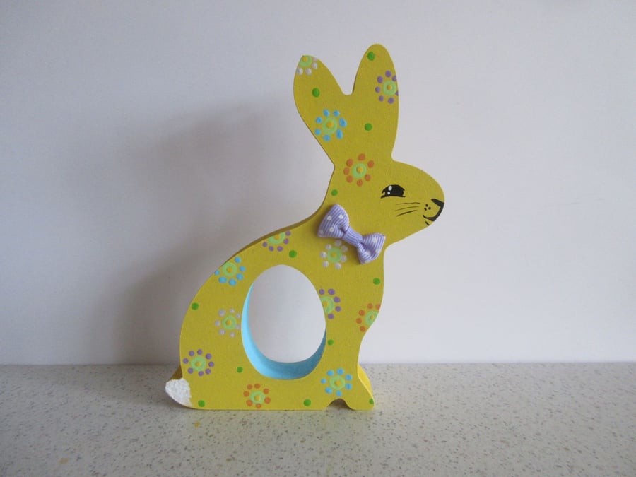 Easter Bunny Chocolate Egg Holder Wooden Hand Painted 