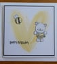 Birthday Card - Rhino and Bees with Yellow Hearts - Image 1
