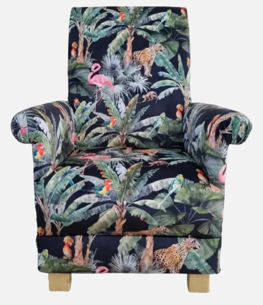 Jungle Animals Armchair Adult Accent Chair Leopards Safari Botanical Nursery 