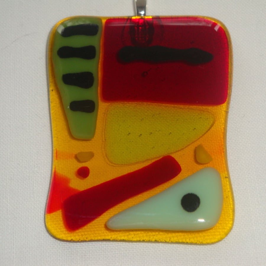 Fused glass pendant - abstract