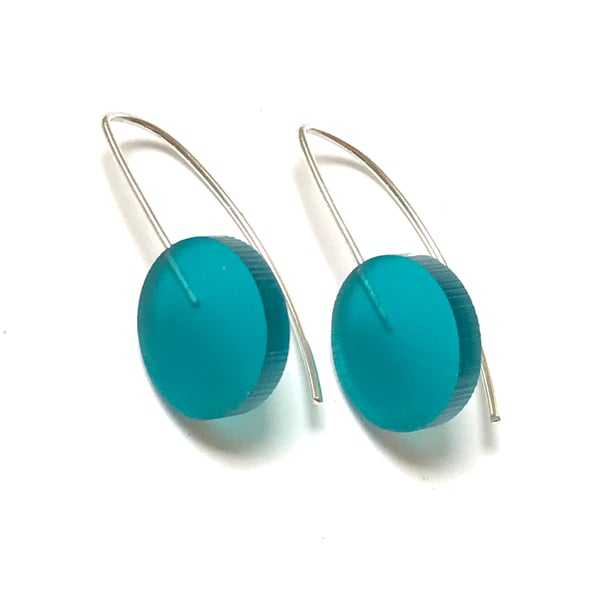 Wee Circle Earrings - Frosted Turquoise