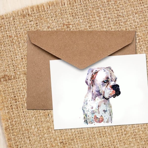 White Boxer Dog GreetingNote Card.Boxer Dog cards,Boxer Dognote cards, Boxer Dog