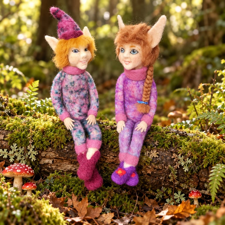 OOAK. The Woodlings Art Dolls.(The pair).