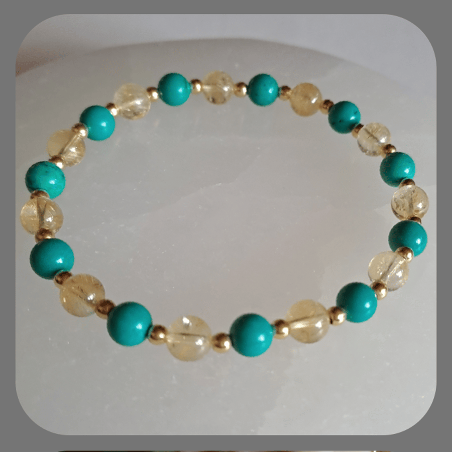 Turquoise, Citrine, and vermeil bracelet